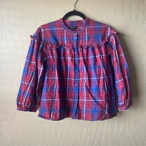 MADEWELL
Plaid Ruffle Shirt In Warm Berry‎ - Picture 3 of 7